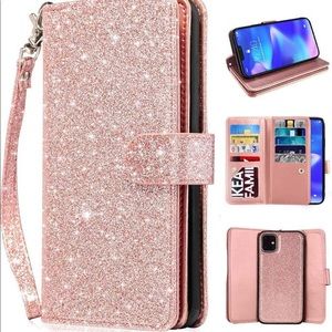 Rose Gold iPhone 11 phone case and wallet